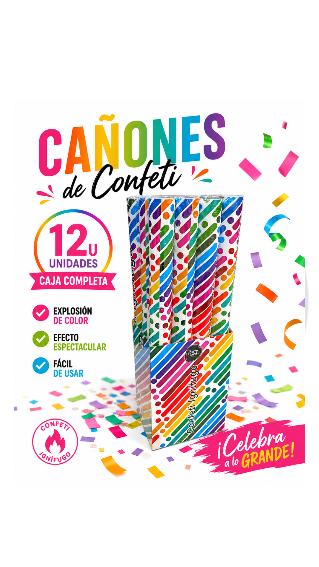Caja Cañones de Confeti Ignífugo